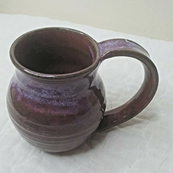 Coffee Mug Cup Studio Art Pottery Purple Drip Glaze Ceramic Marked on Handle JF - Picture 4 of 7